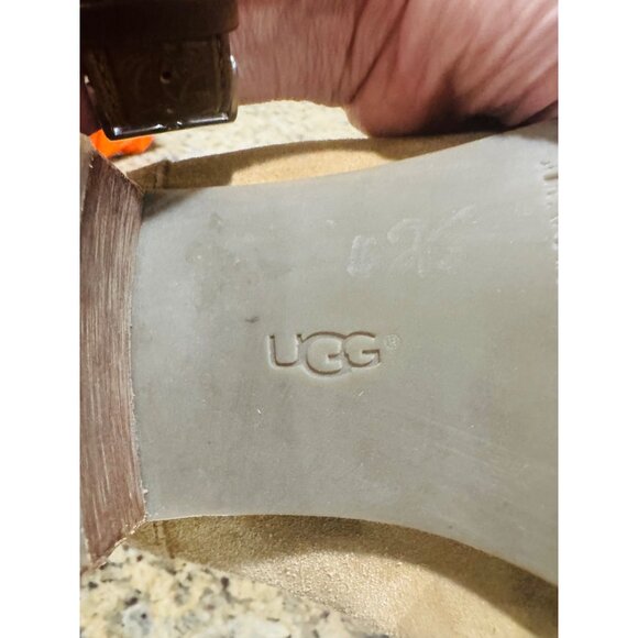 UGG Western Ankle Boots Cowgirl Tan Suede Round Toe Block Heel Casual Shoe Boho - Picture 4 of 15